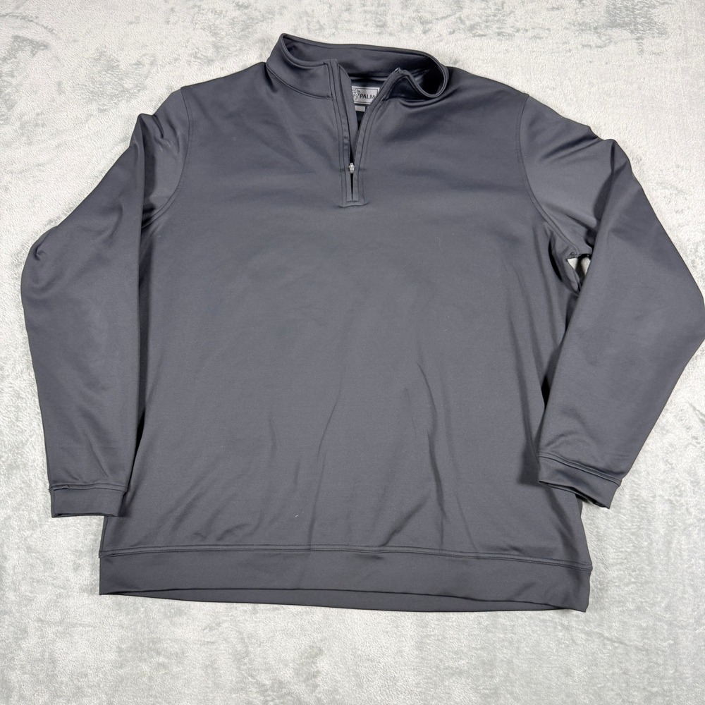 USA Palm Mens 2XL Pullover Quarter Zip Black Performance Stretch Long Sleeve